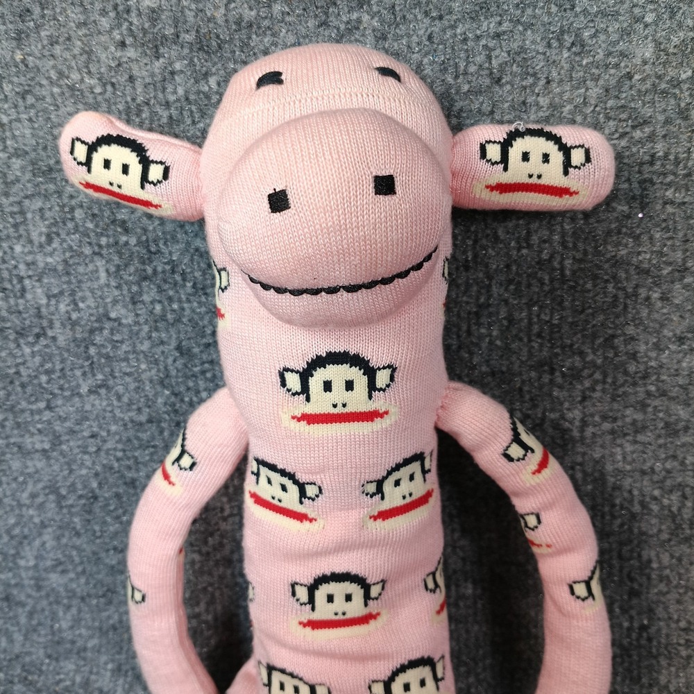 Paul Frank Plush Monkey OS Pink Julius Heads Print Sock Monkey 17" Fiesta Toy
